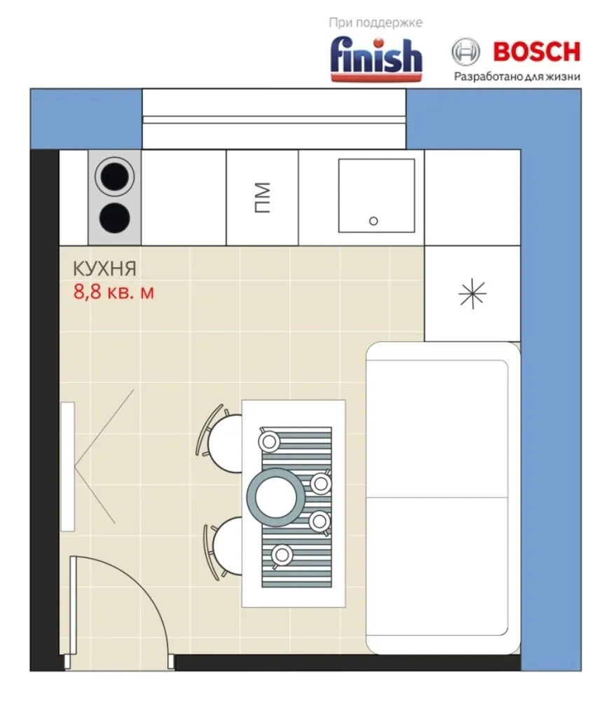 照片：风格布局，厨房和餐厅，重新配置，阿纳斯塔西娅·基谢列娃，马克西姆·杜拉耶夫，板式住宅，SM-6 – 我们网站上的照片