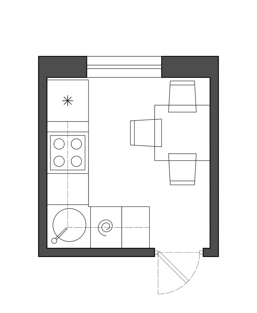 照片：风格布局，厨房与餐厅，搬迁，赫鲁晓夫住宅，2室，40-60平方米，Maria Lazich，Leroy Merlin，设计对决，Brush Up Studio – 我们网站上的照片