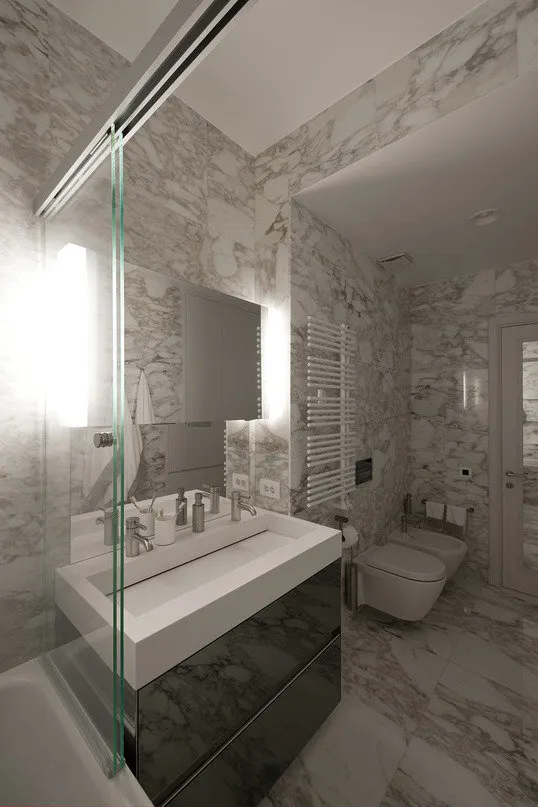 照片:现代浴室风格,公寓,每周项目,莫斯科,斯大林时代,4个或更多房间,超过90平方米,Moskav,叶莲娜·克列布尼科娃,阿列夫提娜·布图佐娃,灵魂混凝土 – 网站上的照片