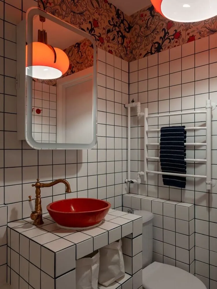 Foto: baño moderno, apartamento, remodelación, khrushchevka, estilo vintage, Nastassia Duleiko – foto en nuestro sitio web