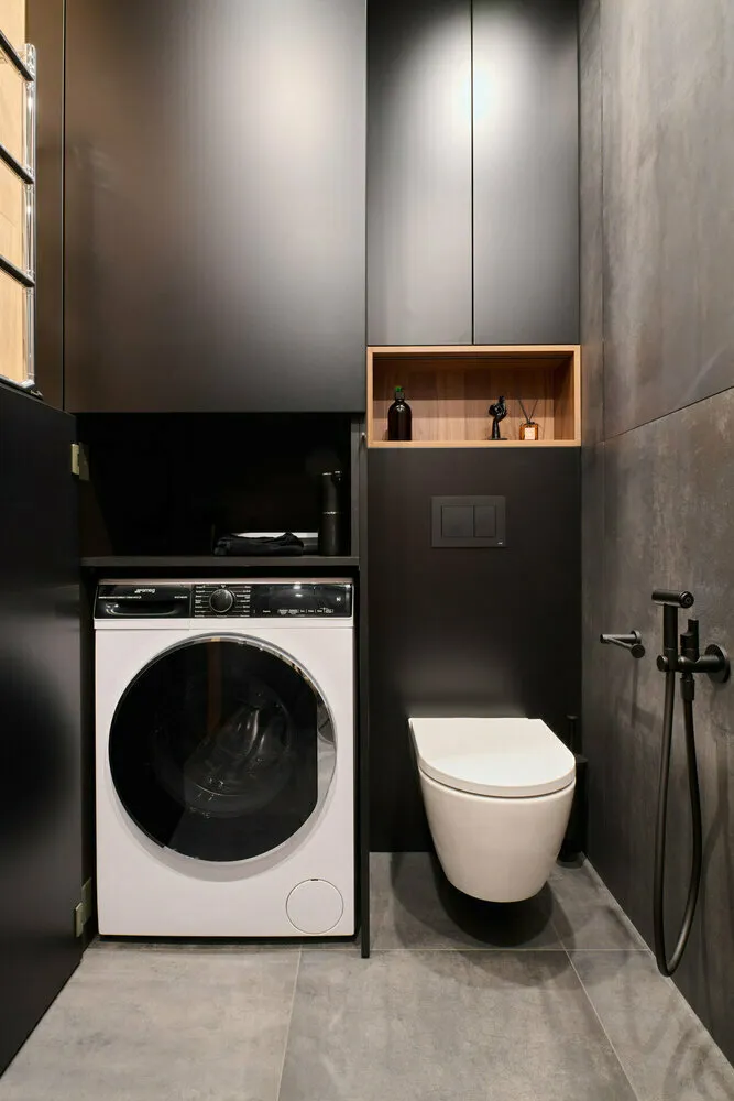 Photo: style , Apartment, Room Interior, Tips, Bathroom Interior, Bathroom, Small Bathroom, Comfortable Bathroom, Washing Machine, Where to Place a Washing Machine, Bathroom Interior, Small Bathroom – photo on our website