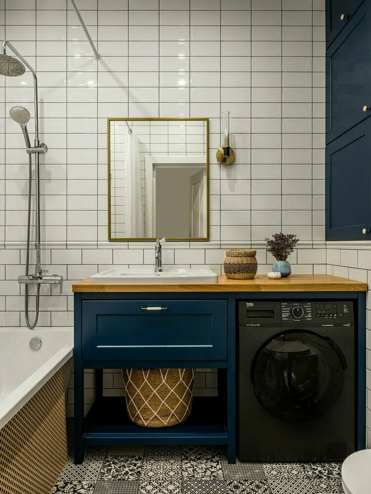 Photo: style , Apartment, Room Interior, Tips, Bathroom Interior, Bathroom, Small Bathroom, Comfortable Bathroom, Washing Machine, Where to Place a Washing Machine, Bathroom Interior, Small Bathroom – photo on our website