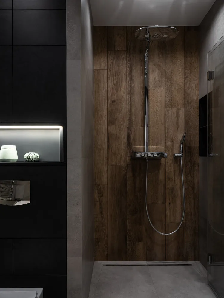 Foto: im Stil , Badezimmer, Dusche, schwarze Farbe in der Badezimmer – Foto auf unserer Website