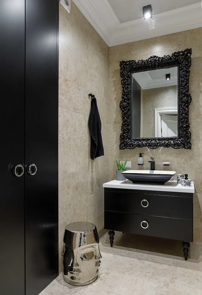 Foto: im Stil , Badezimmer, Dusche, schwarze Farbe in der Badezimmer – Foto auf unserer Website