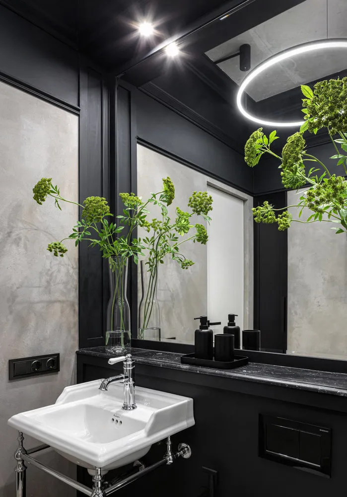 Foto: im Stil , Badezimmer, Dusche, schwarze Farbe in der Badezimmer – Foto auf unserer Website