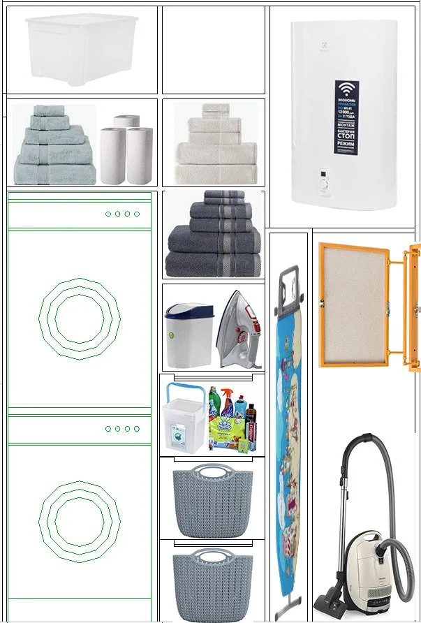 照片：风格、浴室、改造、КОПЭ、板楼、两居室、40-60平方米、Leroy Merlin、玛格丽塔·福明、娜杰达·莫佳切娃、洗衣区——我们网站上的照片