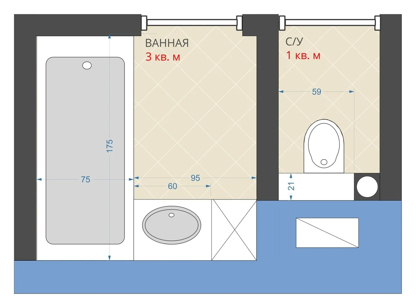 照片：风格布局，浴室，装修，阿纳斯塔西娅·基谢列娃，马克西姆·朱拉耶夫，赫鲁晓夫楼，GMS-1，1605——我们网站上的照片
