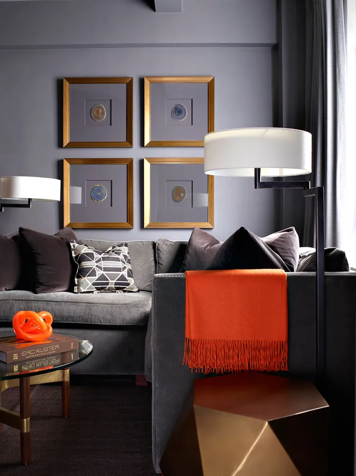 Strict Apartment Interior with Orange Accents in New York - 7