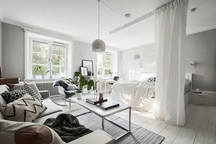 Design of Small Spaces: Open Interior of a 44 sq. m Apartment