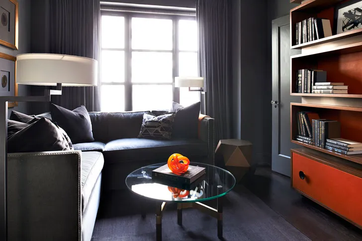 Strict Apartment Interior with Orange Accents in New York - 6