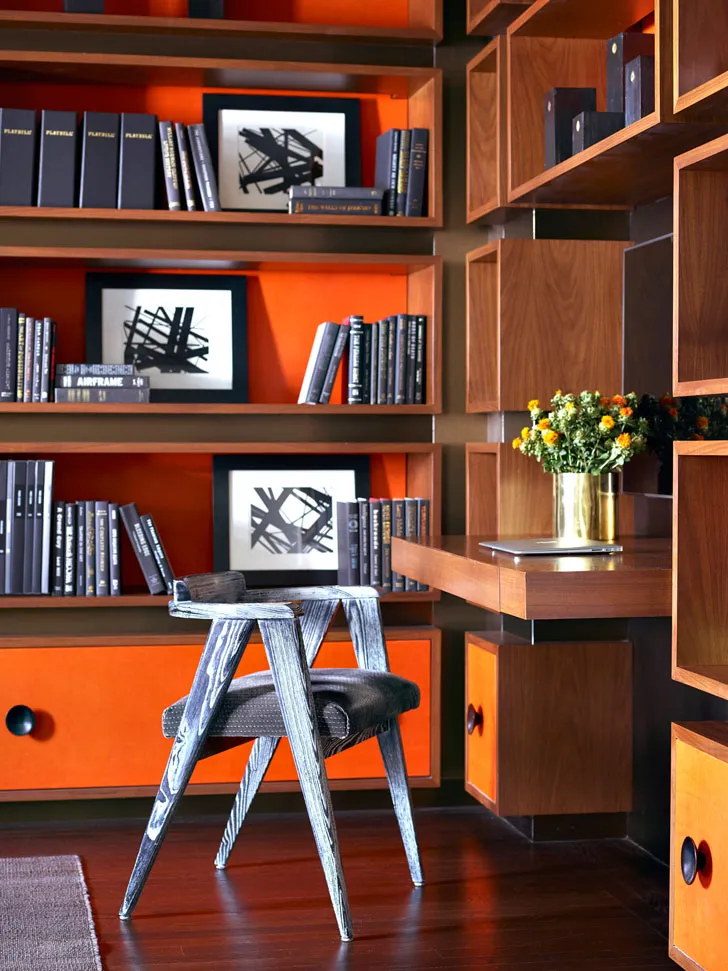 Strict Apartment Interior with Orange Accents in New York - 5