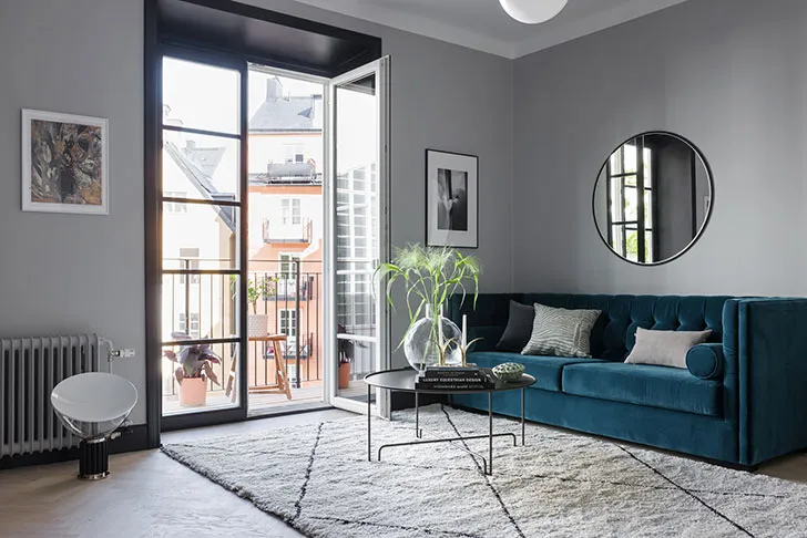 Style moderne petite appartement avec des accents bleus (39 m²) - Gallery image 1