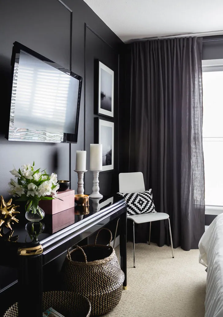 Stylish Black Women's Bedroom - 4