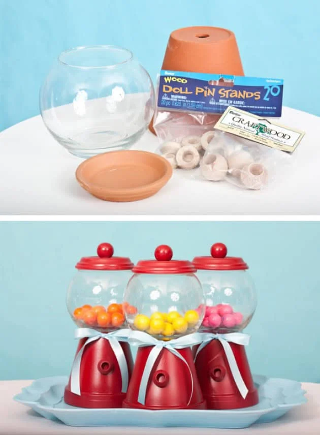 Layered candy dessert table with stands and jars