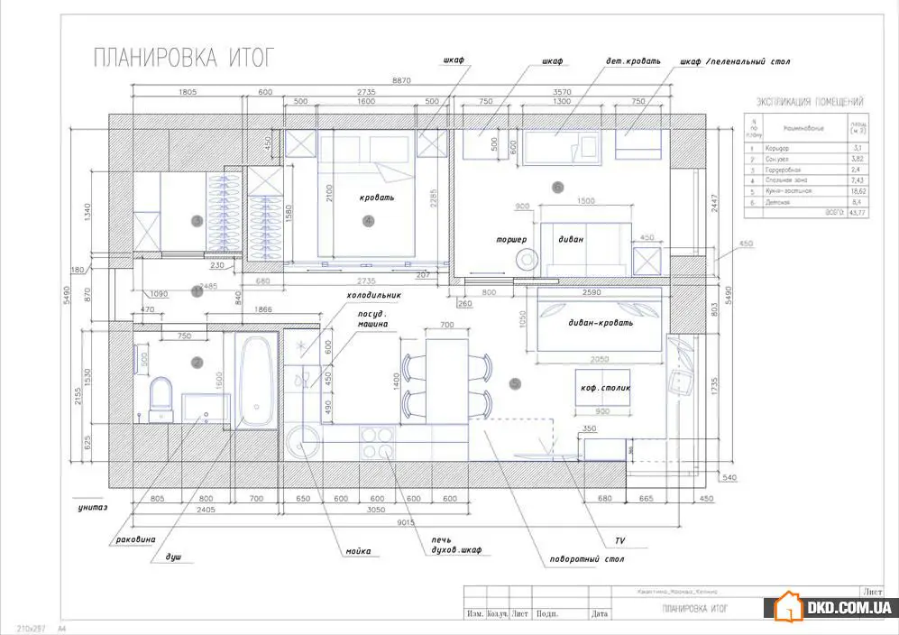 如何为三人家庭设计42平方米公寓:克拉斯诺戈尔斯克项目