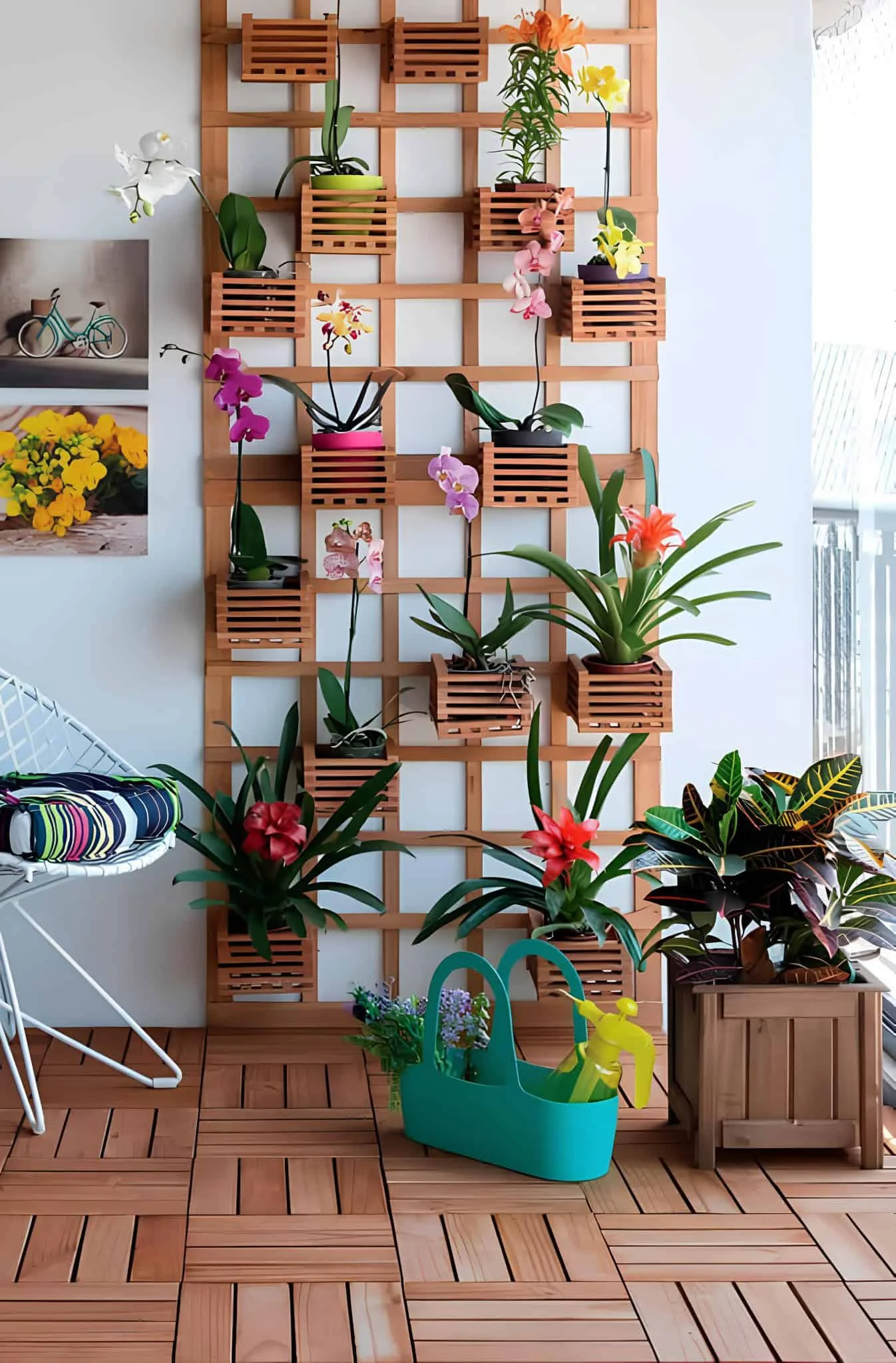 Concrete wall with embedded modern planters in a cozy living room