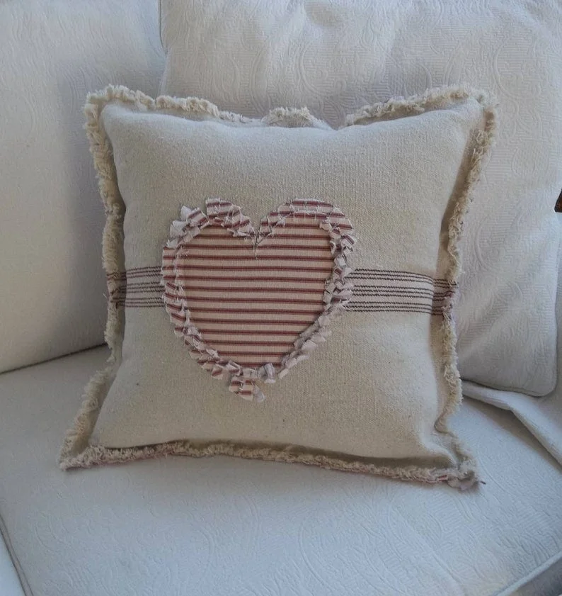 14. Almohada con semillas y corazón