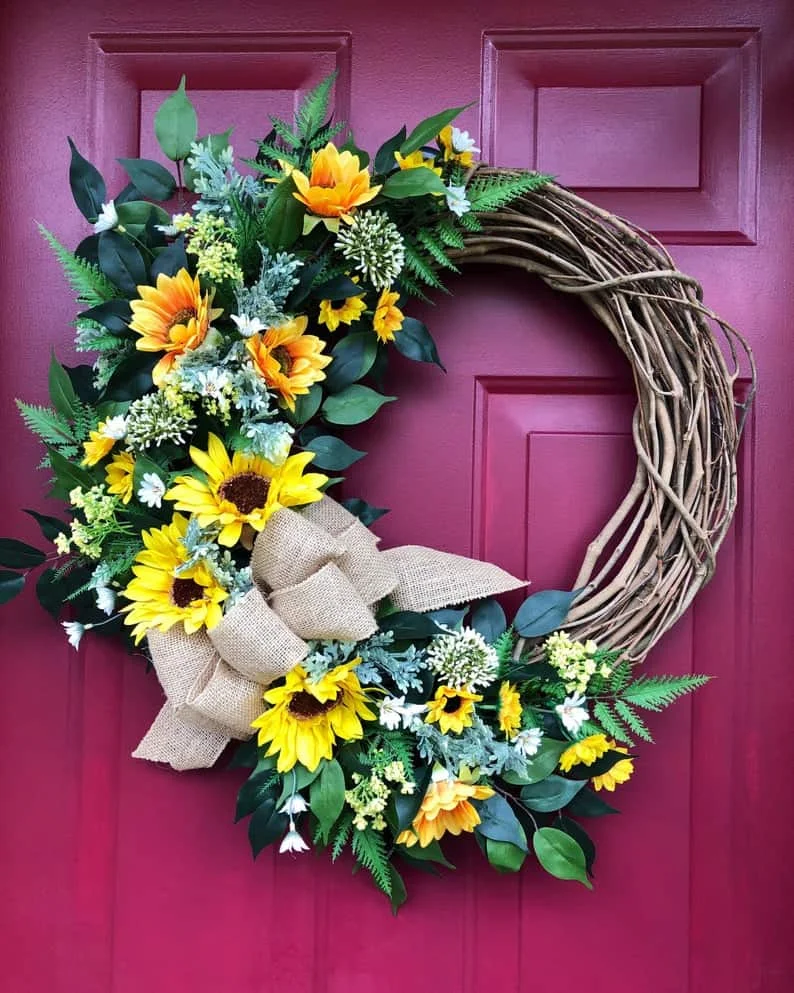 9. Summer Wreath with Sunflowers