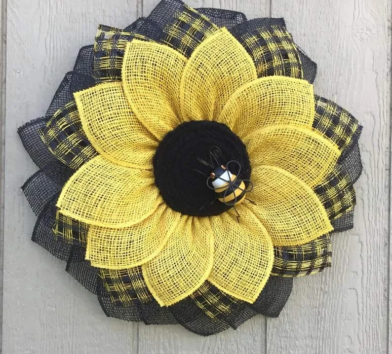 8. Bee and Sunflower Wreath for Front Door