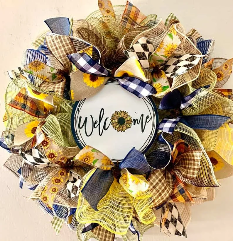 6. Colorful Wreath with Sunflowers