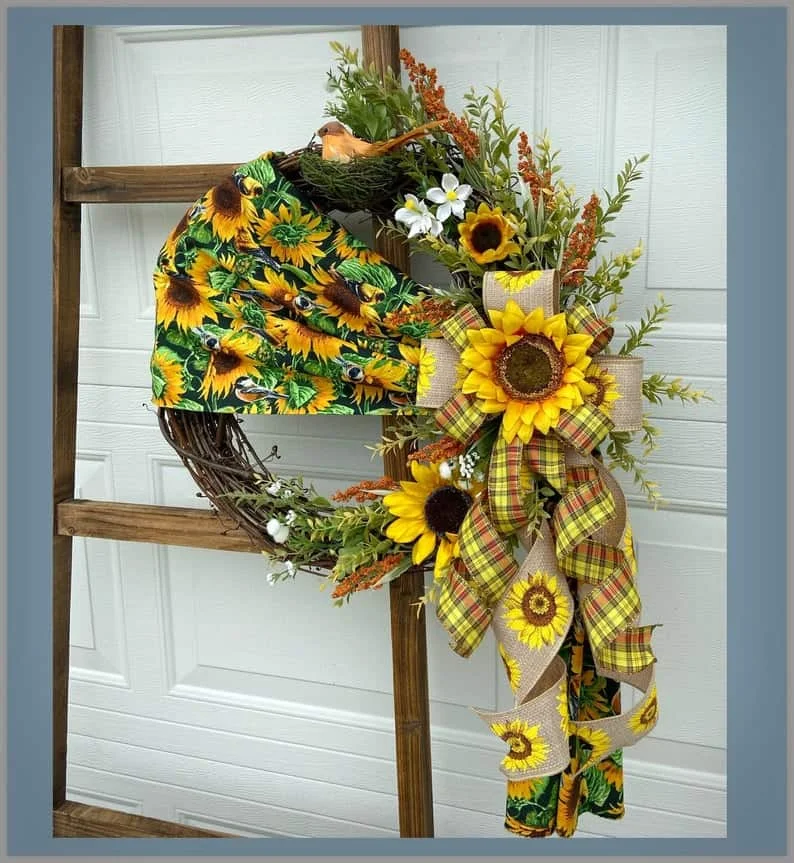 7. Summer Wreath with Grapevine and Sunflowers
