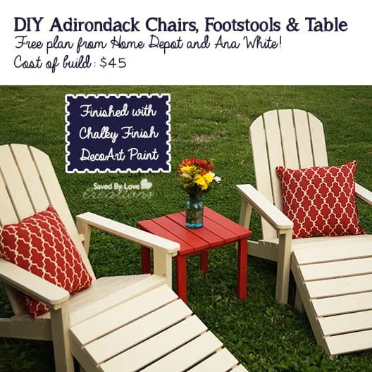 9. Conjunto de mobiliario de jardín Adirondack DIY por $45 en 5 días
