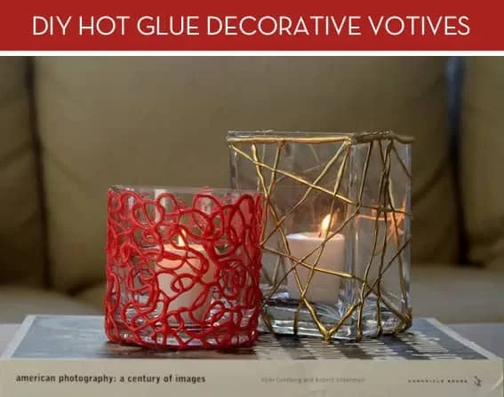 8. Make Festive Candles with Hot Glue