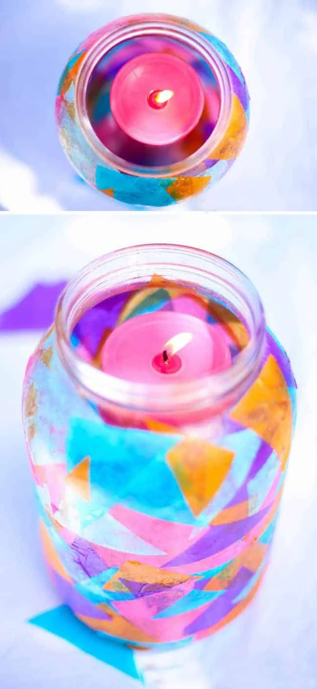 8. Farbenfrohe DIY-Gartenlichter