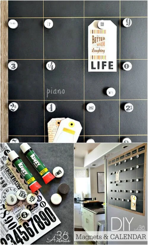 14. Calendario magnético DIY en pizarra