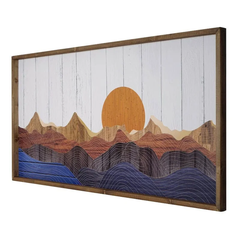 Wooden Wall Art with Sunrise