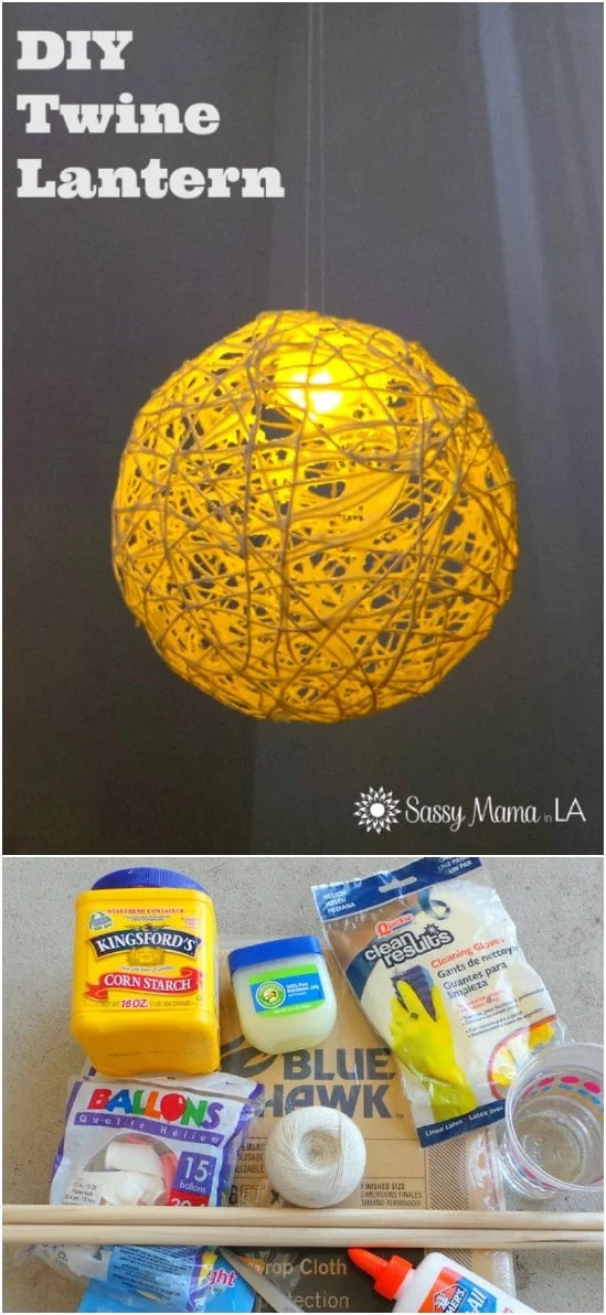 6. DIY-hängender Licht von Seidenfaden