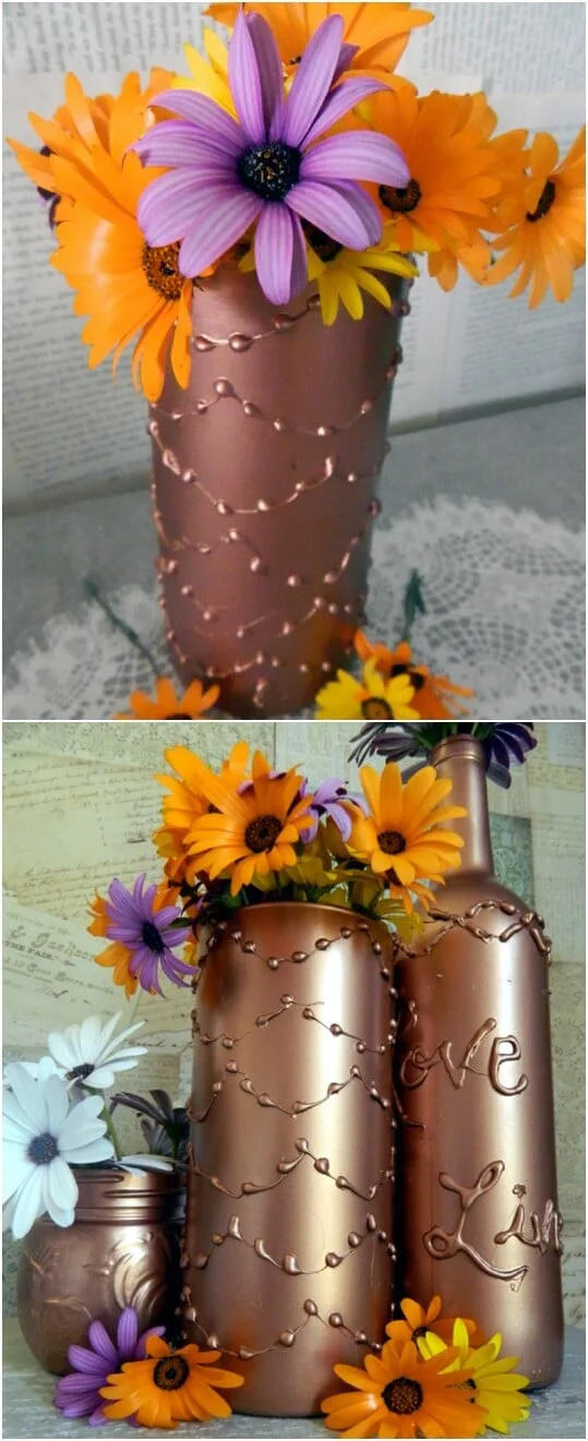 17. Vase Decoration with Hot Glue