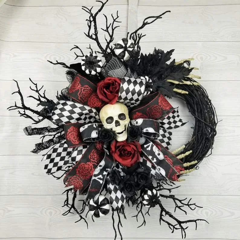骷髅万圣节花环