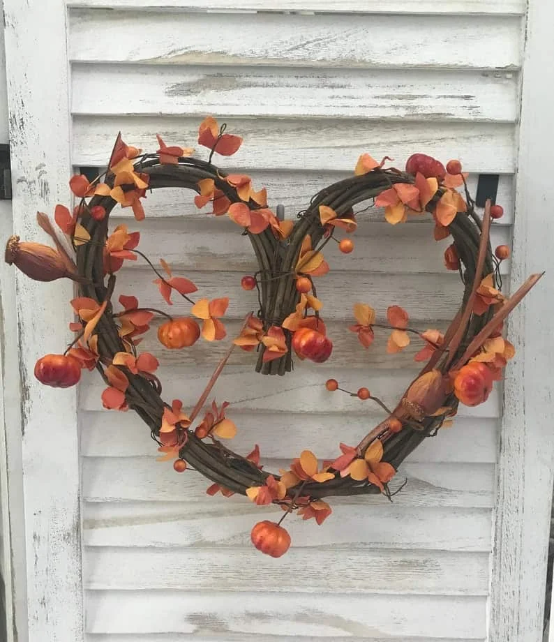 13. Heart Wreath from Autumn Leaves