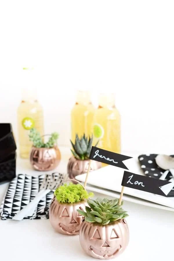 5. Velas mini rosadas con calabaza