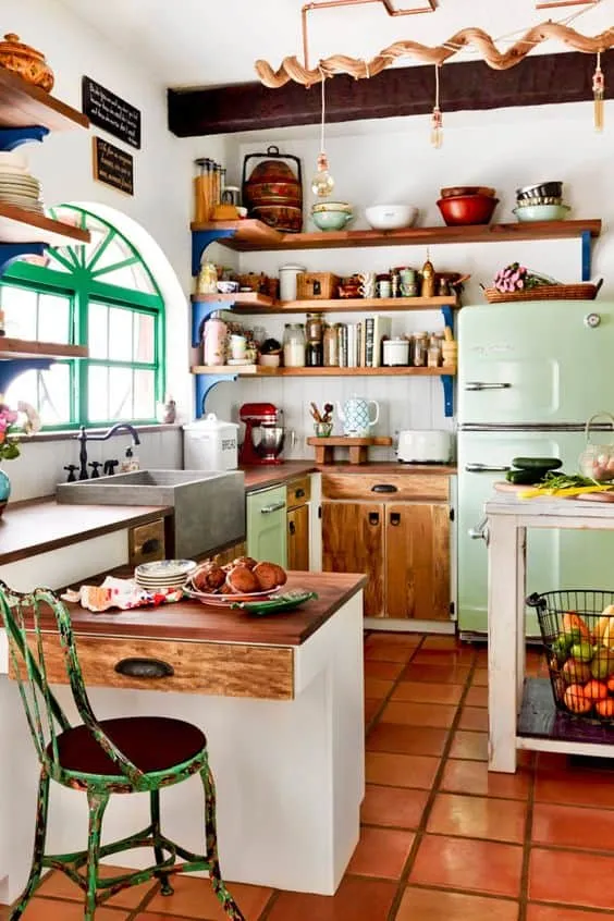 Retro Aesthetics and Color Play in the Kitchen