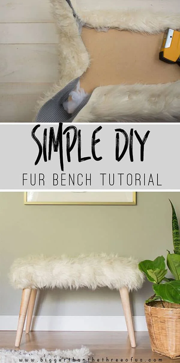 10. Upcycle a Shag Rug Into a Chic Bench