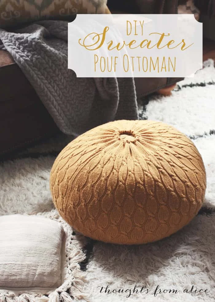 2. DIY SWEATER POUF OTTOMAN