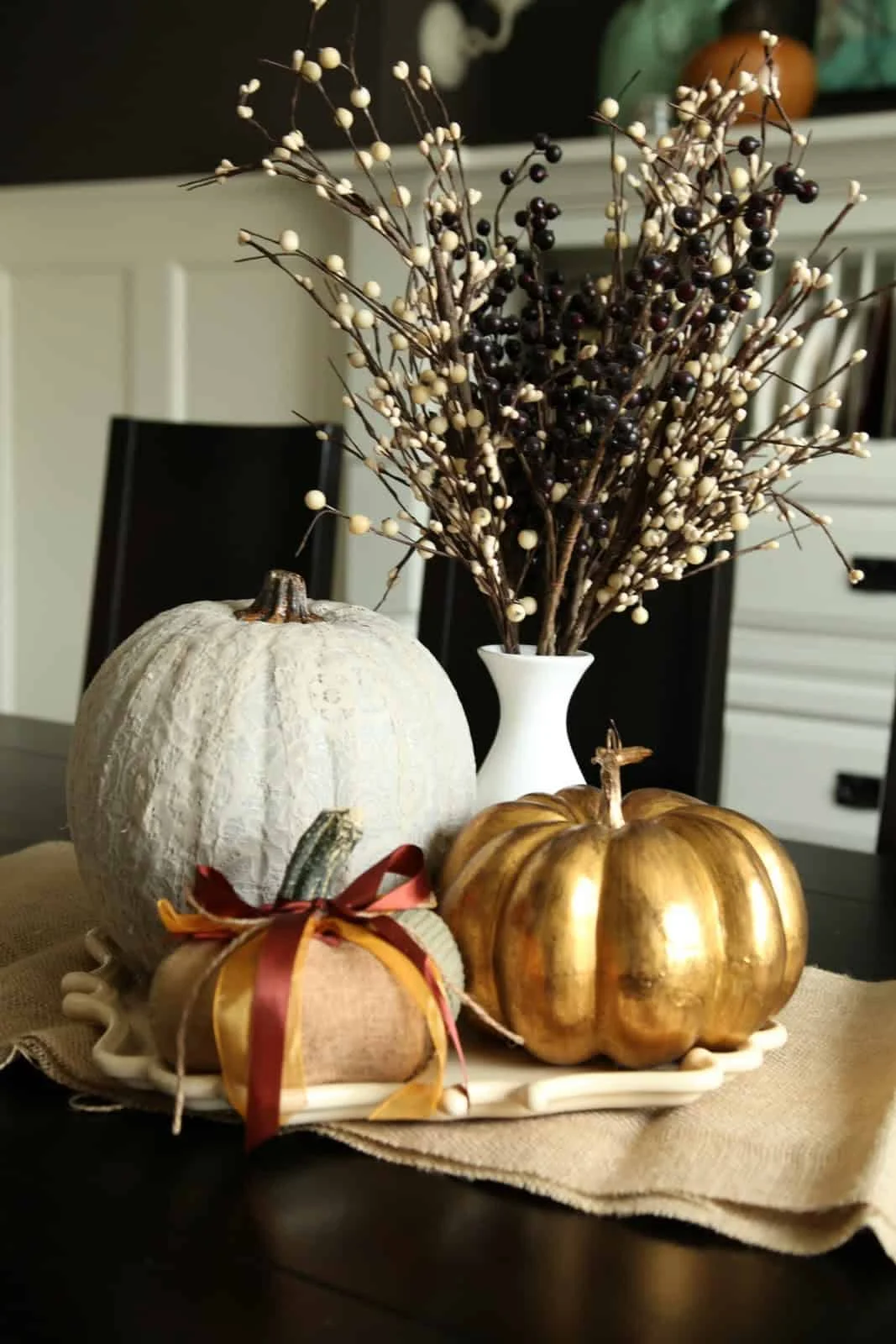 3. Lace Pumpkin Centerpiece