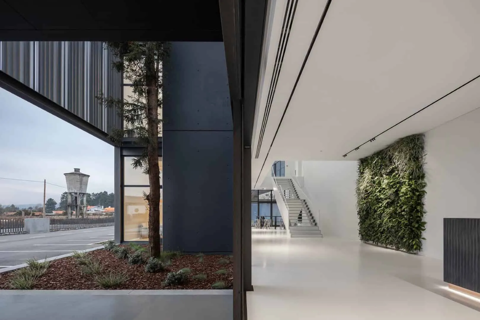 Industrielle Halle in Agueda, Portugal zu weißem Lichtkörper umgewandelt Industrielle Halle in Agueda, Portugal zu weißem Lichtkörper umgewandelt