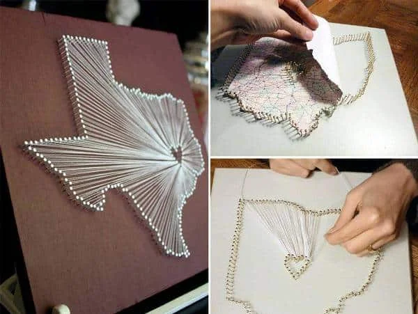 10. ARTE CARTOGRÁFICO CON HILO DIY