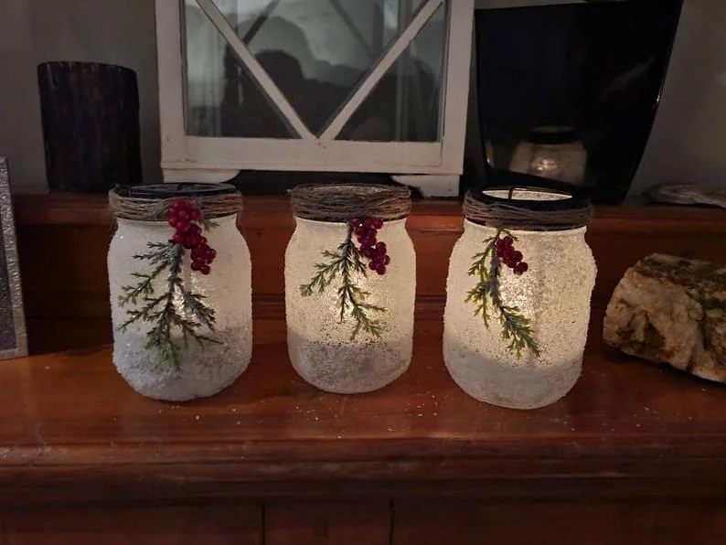 11. Frascos de mason con nieve