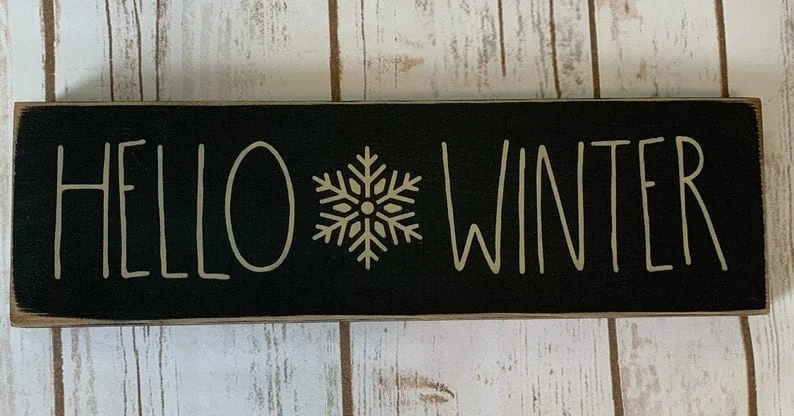 Primitive Rural Hello Winter Sign