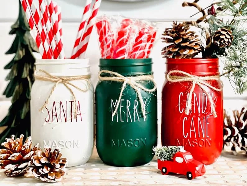 12. Decoración navideña de mason jar