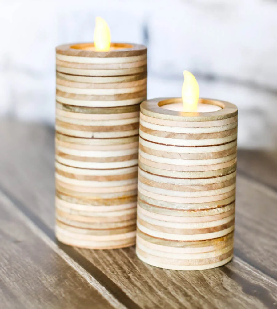 10. Portavelas de diy hechas con sobras de madera contrachapada