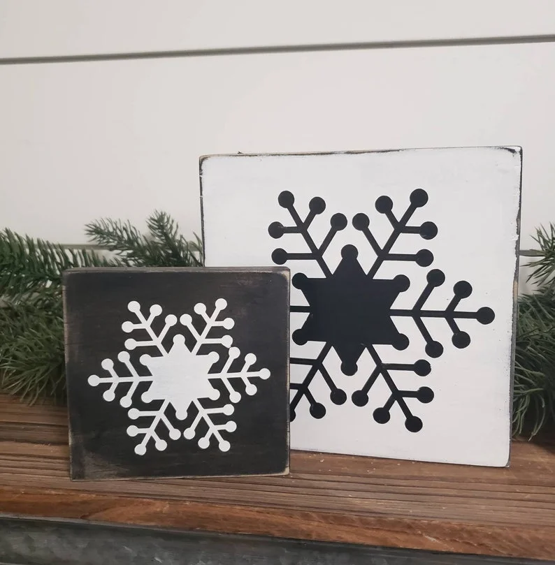 5. 蕨类植物造型的雪花木块