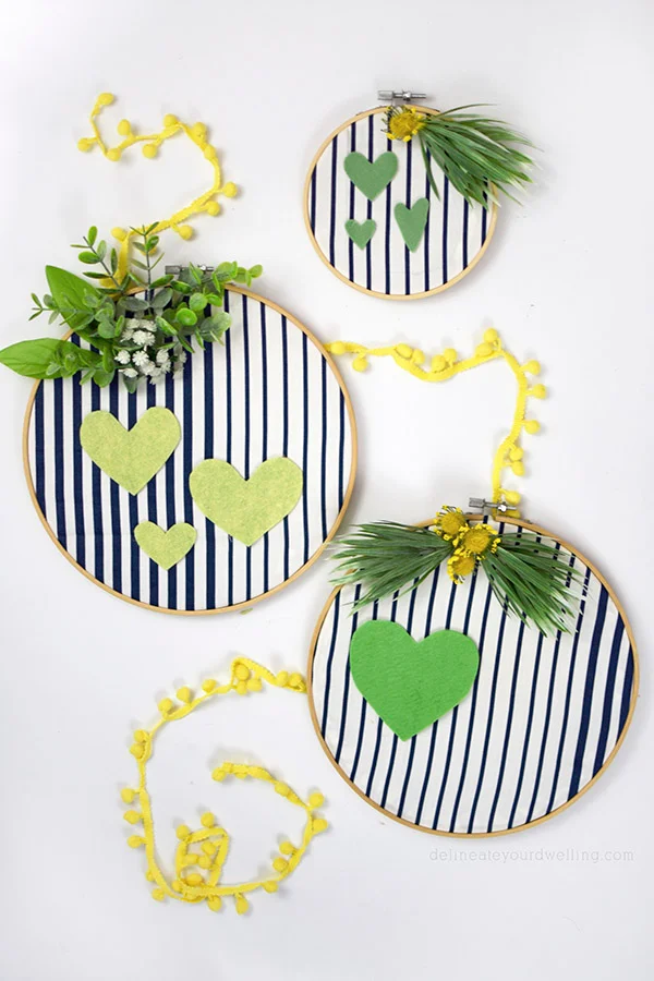 6. Valentine's Day Heart Decoration on Embroidery Hoop