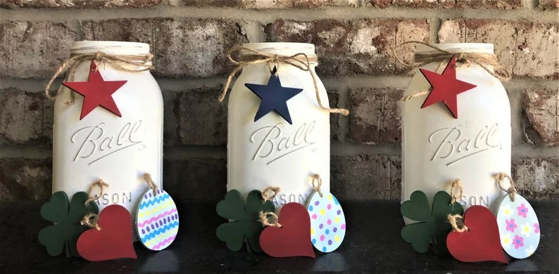 6. Valentine's Day Centerpiece with Wooden Blocks