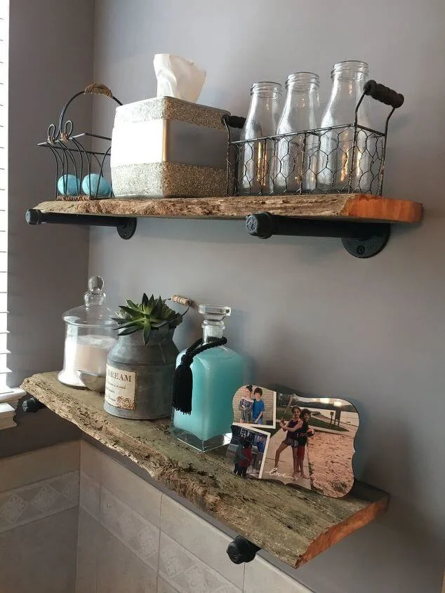 2. Rustic Style Wooden Shelves from Recycled Wood