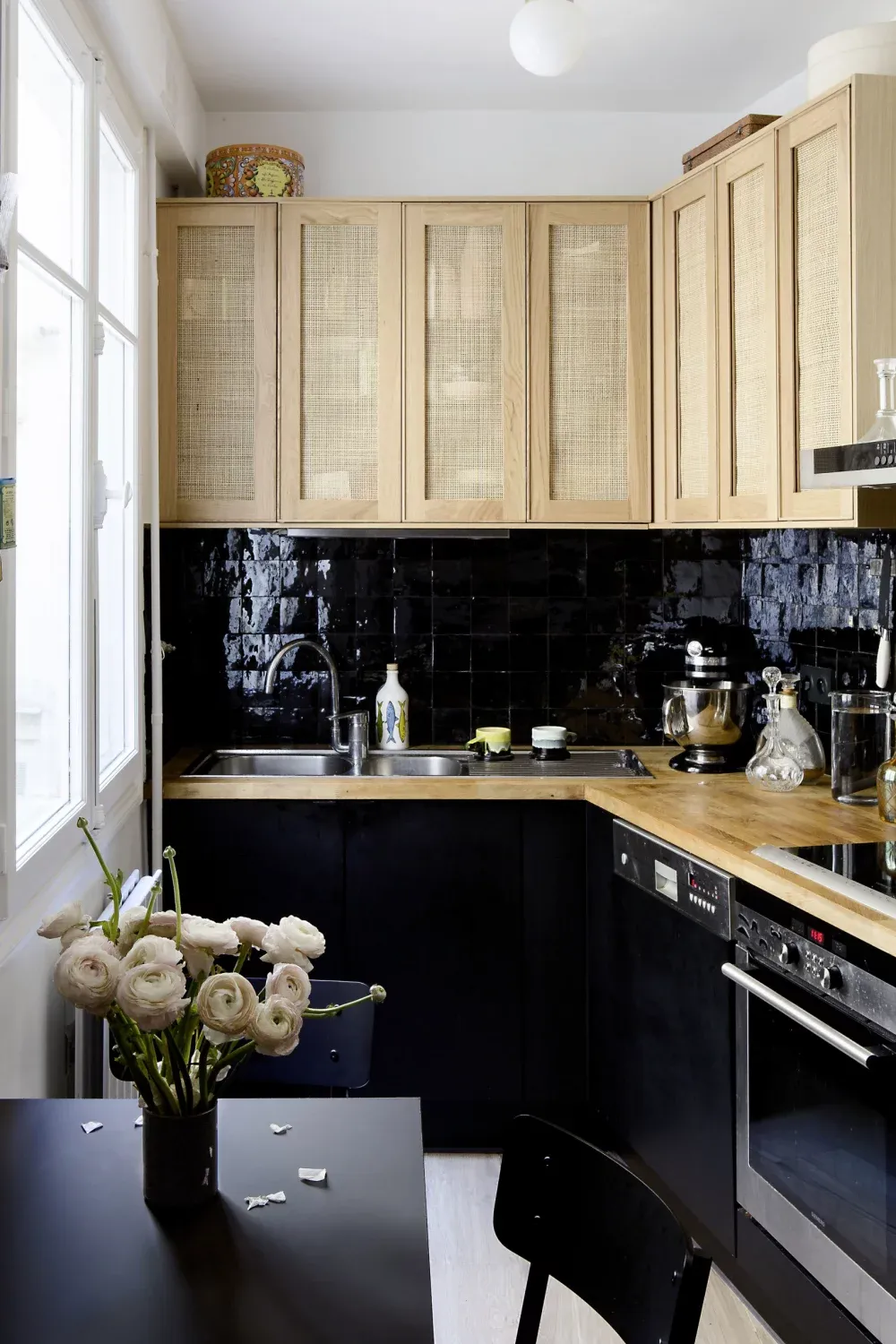 Kitchen Backsplash in Black Zellige